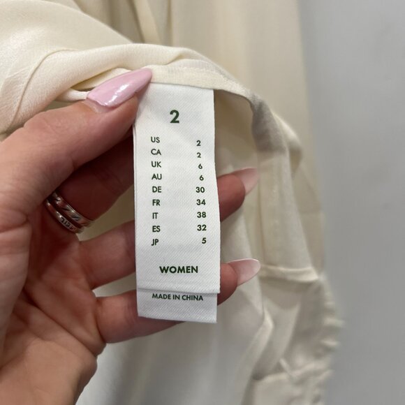 $165 NWT Lilysilk Ivory Crepe Silk Ruffle Shirt Blouse size 2 - Picture 11 of 12